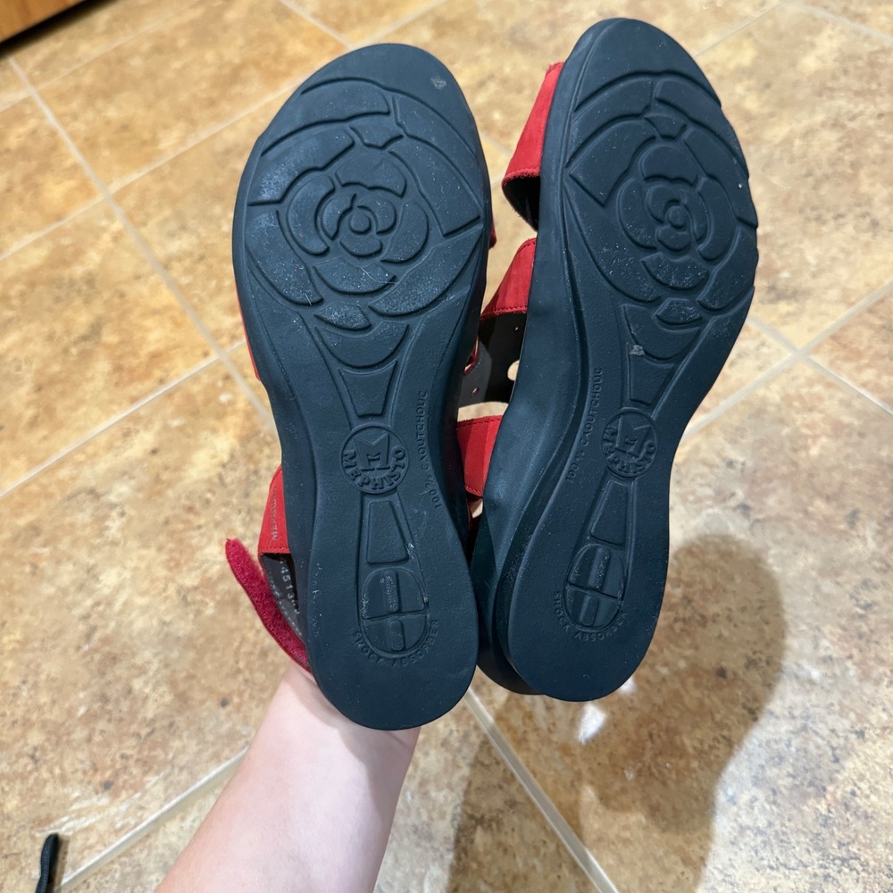Mephisto‎ Phiby Perf Sandals Scarlet Red Nubuck Leather Perforated Sz 38 US 8 - Picture 8 of 11